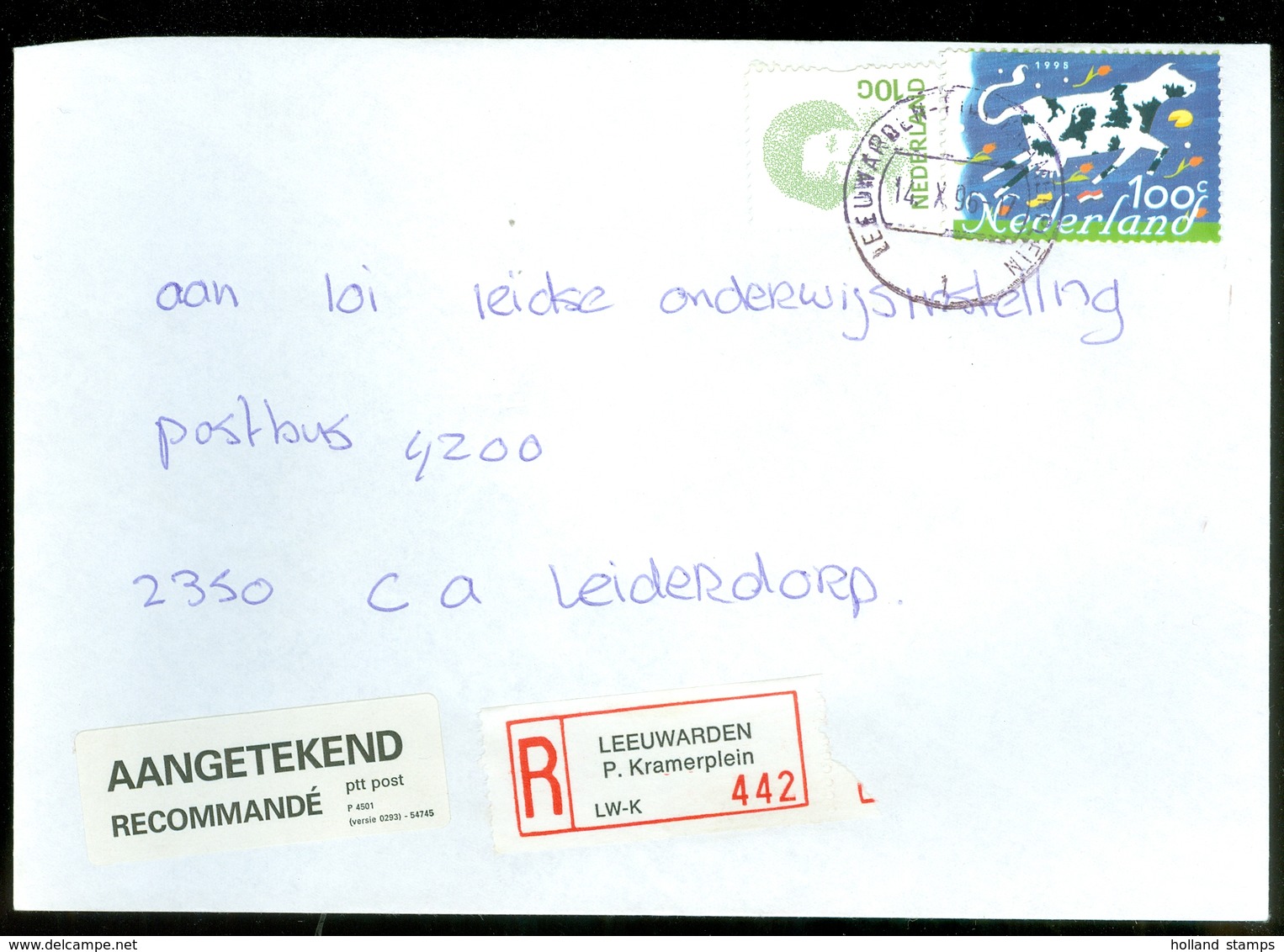 AANGETEKEND * BRIEFOMSLAG Uit 1995 Gelopen Van LEEUWARDEN Naar LEIDERDORP  (11.222p) - Covers & Documents