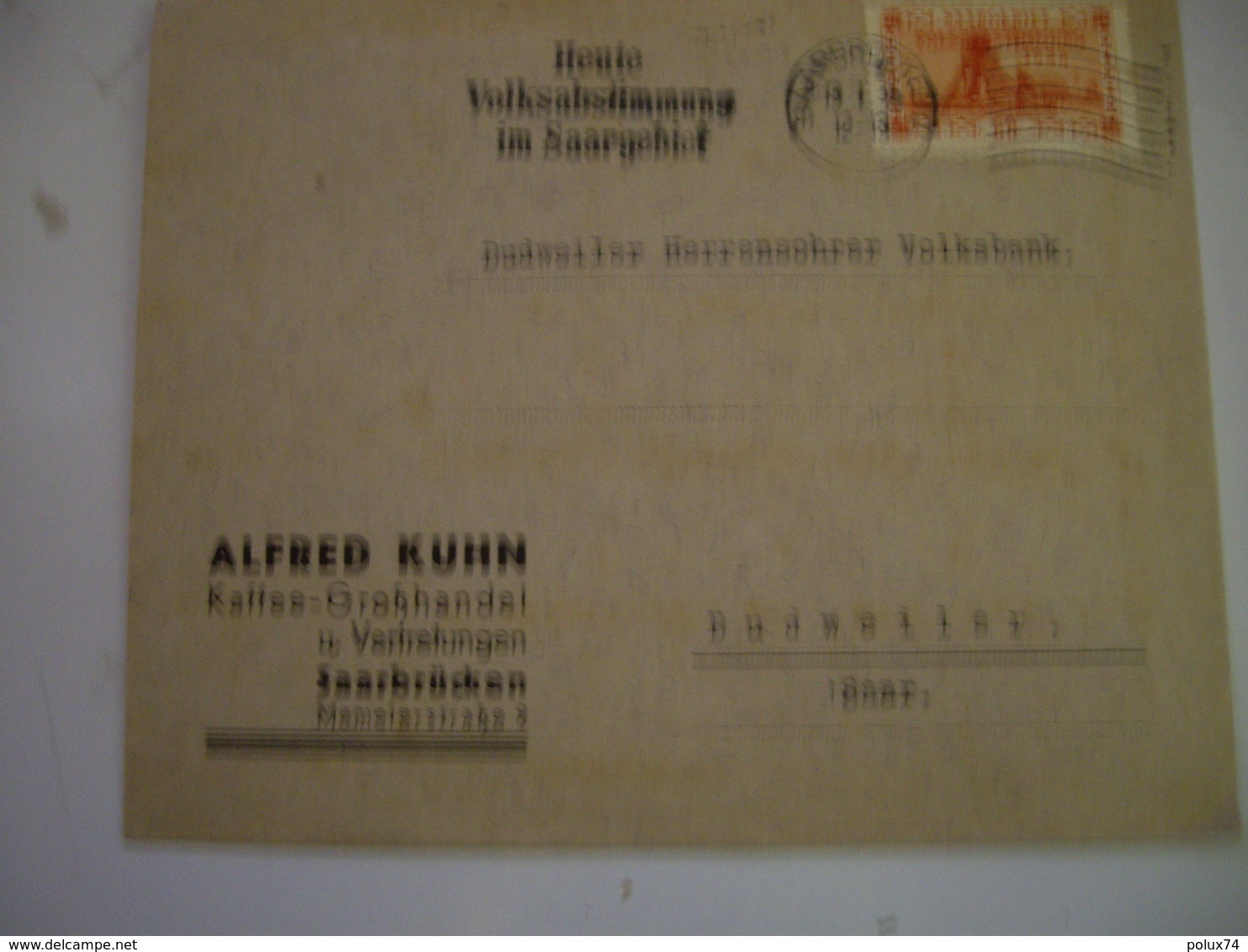 SAAR 1935  Cover Lettre  -de  ALGRED KUHN - Lettres & Documents