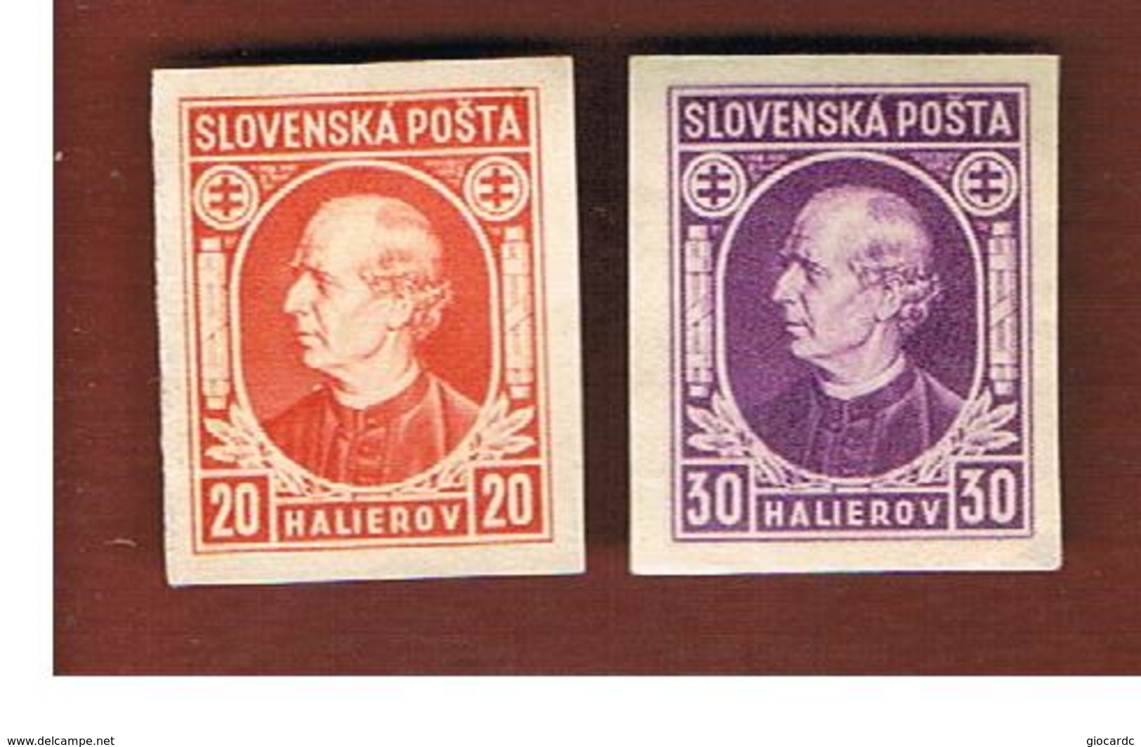 SLOVACCHIA (SLOVAKIA) -   SG 27a.28  - 1939 FATHER HLINKA (IMPERFORATED) - UNUSED WITHOUT GUM - Ungebraucht