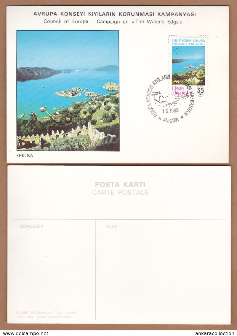 AC- TURKEY POSTAL STATIONARY - COUNCIL OF EUROPE CAMPAIGN ON THE WATER'S EDGE. KEKOVA ANKARA, 01 JUNE 1983 - Entiers Postaux