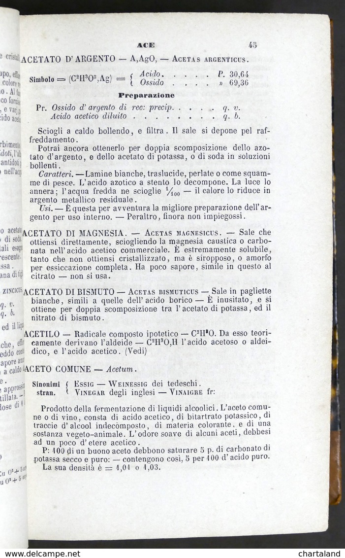 Farmaceutica Medicina G. Orosi - Manuale Dei Medicamenti Galenici E Chimici 1872 - Non Classificati