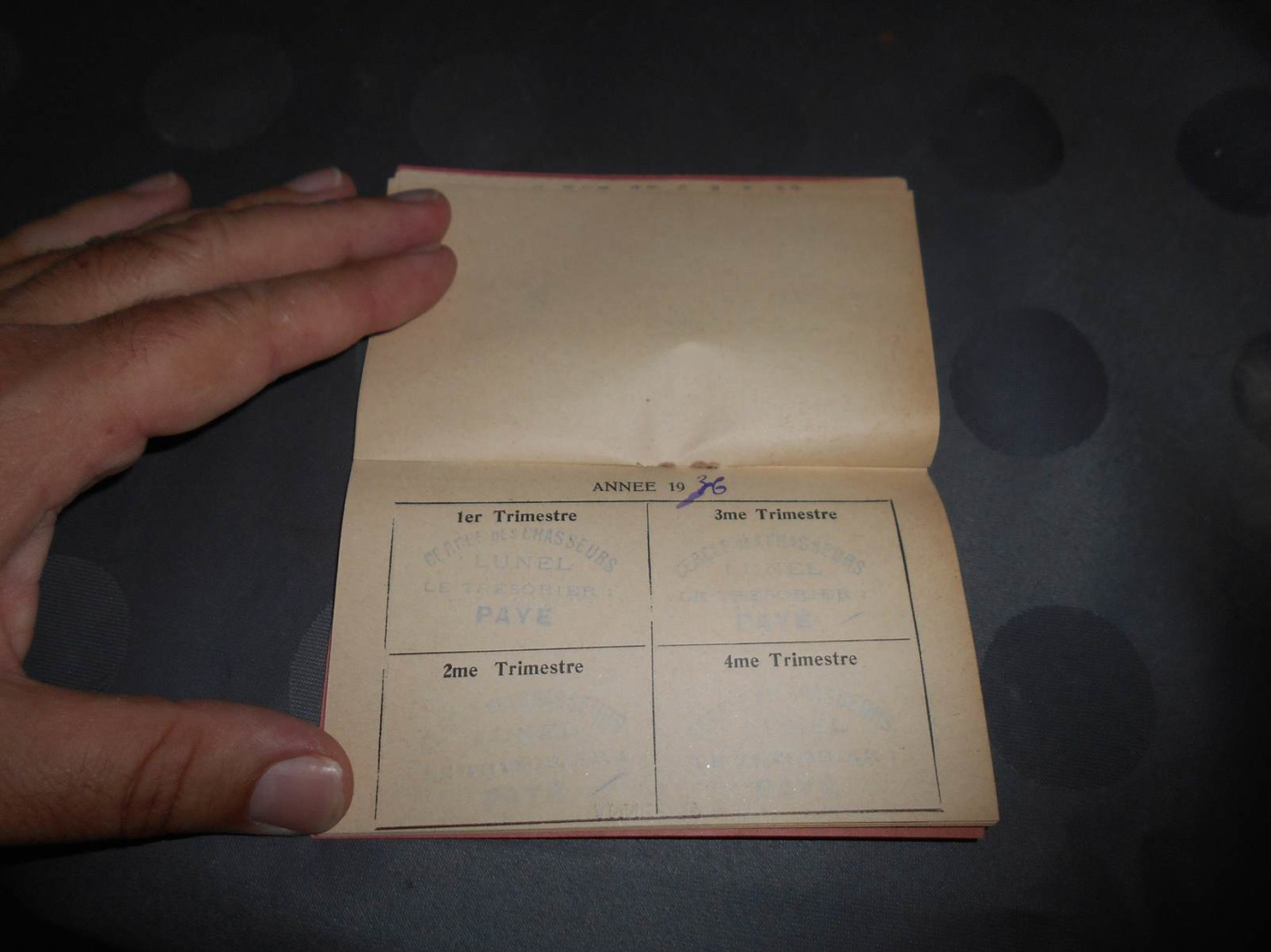 71 - Carnet De Sociétaire LUNEL, Cercle Des Chasseurs, Année 1936-1937-1938 - Documents Historiques