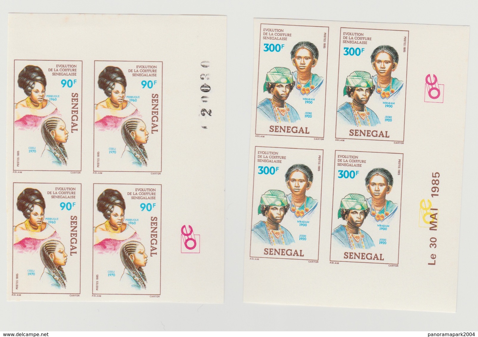 Sénégal 1985 Non Dentelés Imperf Evolution De La Coiffure Sénégalaise - Senegal (1960-...)