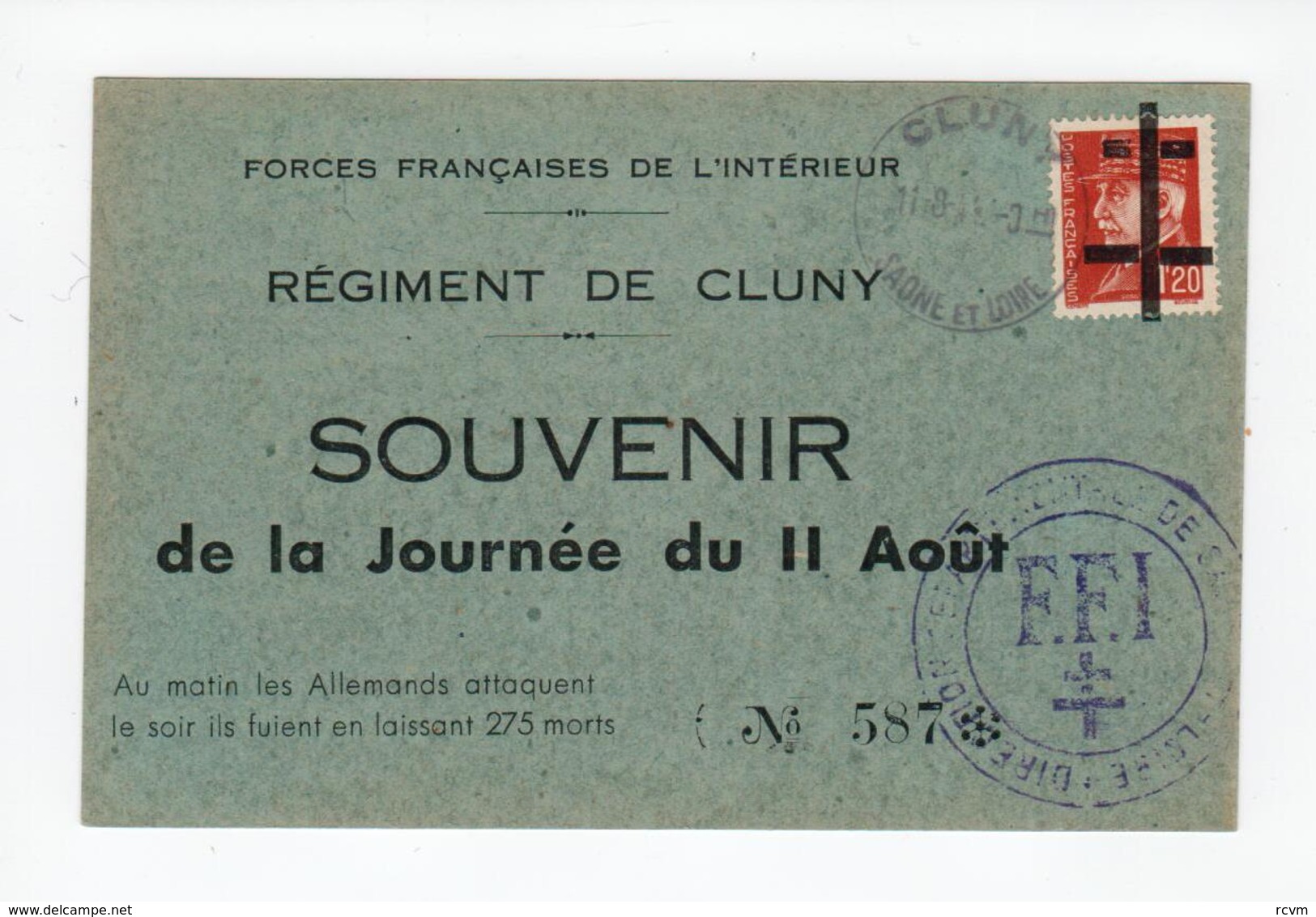 CLUNY -- Sur Carte 1.20 Francs - Libération