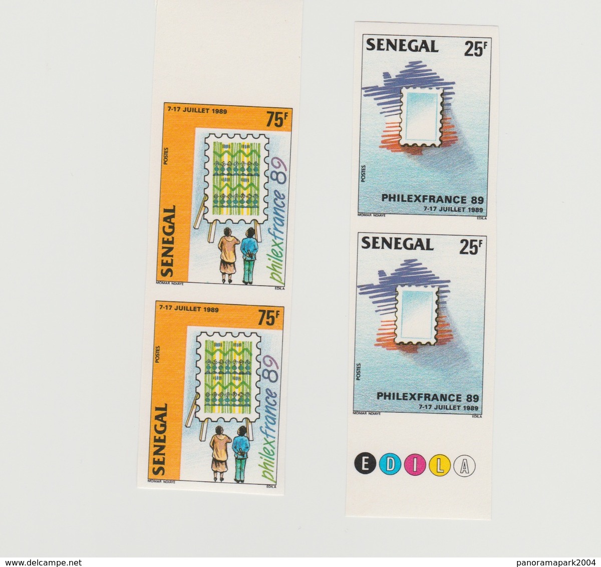 Sénégal 1989 Non Dentelés Imperf Philexfrance Paris Stamp Exhibition Stamp On Stamp - Sénégal (1960-...)