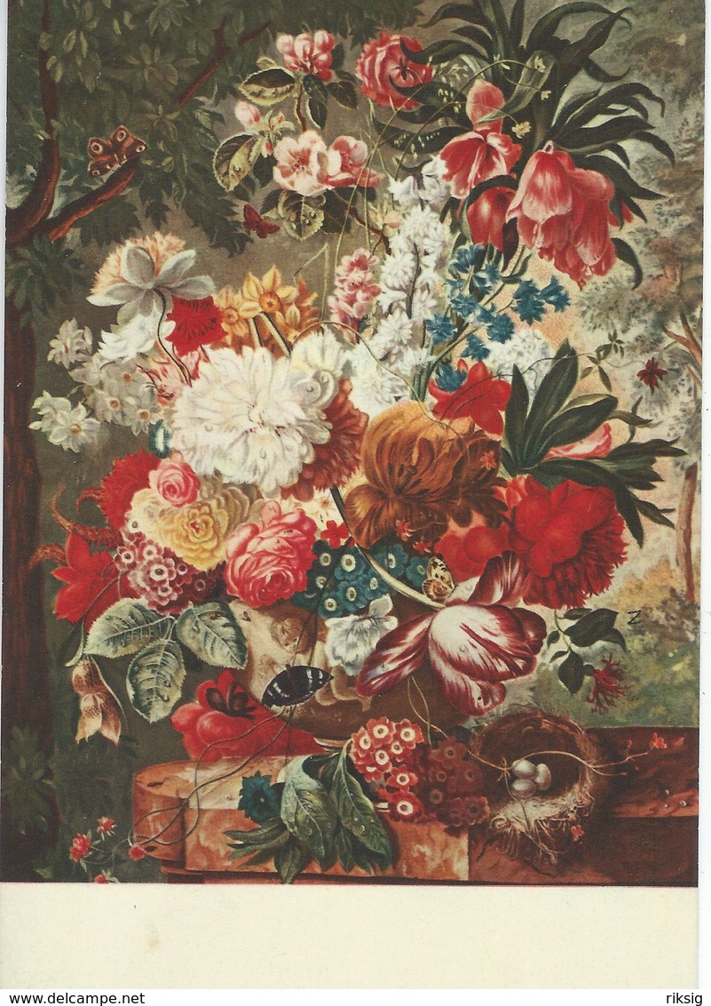 Painting - Joseph Nigg.: Nest-Flowers-Butterflies. # 07759 - Paintings