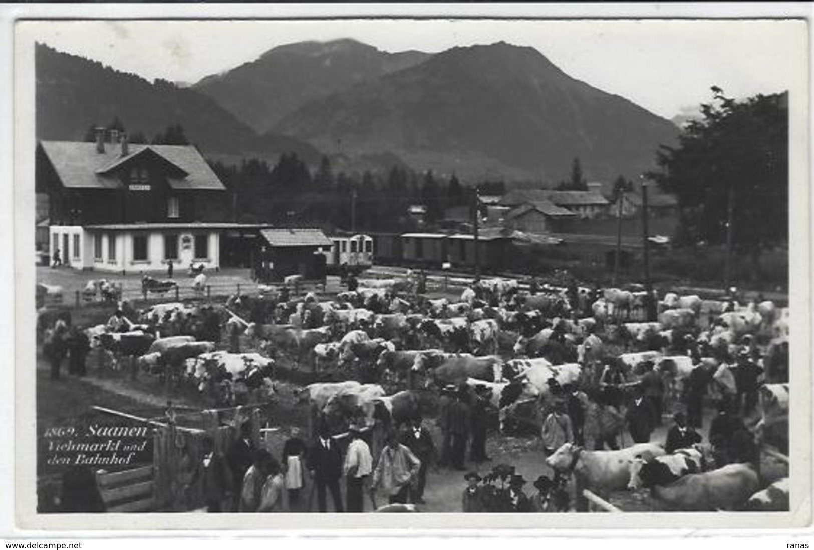 CPA  Suisse Helvétia Schweiz Svizzera Circulé Sannen Bahnhof Gare Marché - Otros & Sin Clasificación