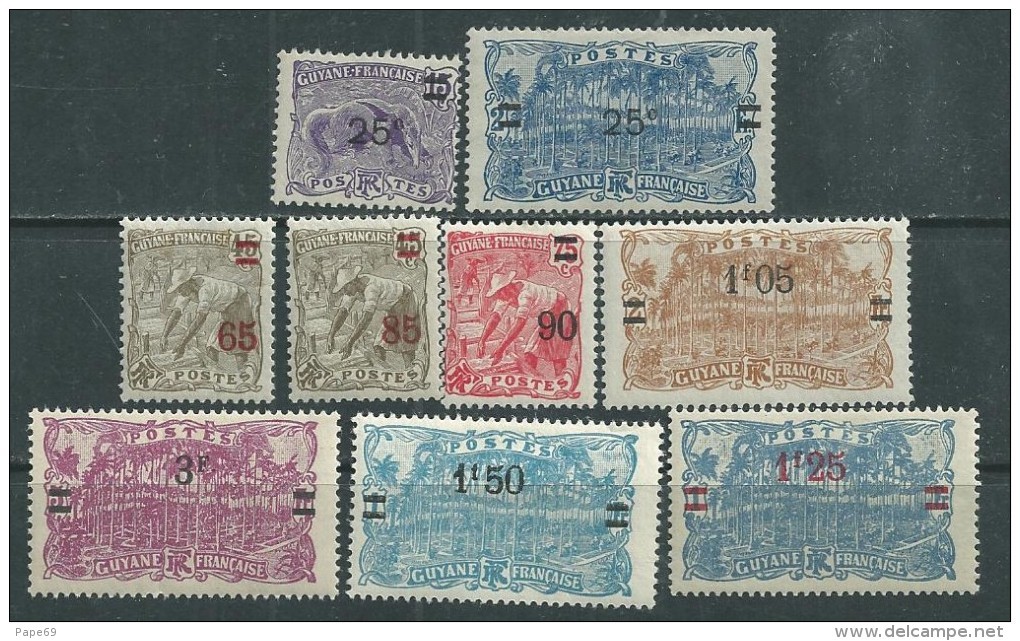 Guyane N° 97 / 105  X  Timbres  Surchargés : La Série Des 9 Valeurs  Trace Charnière Sinon TB - Neufs