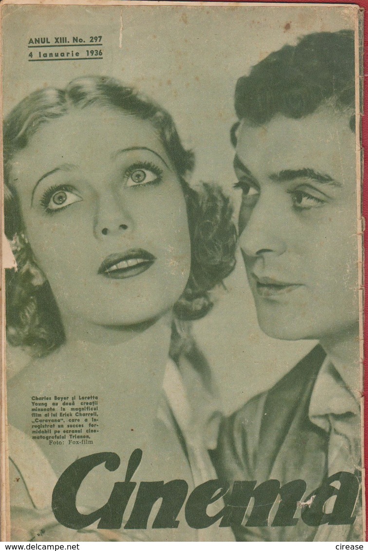 MAGAZINE ,,CINEMA'' 1936, 32PAGINI ROMANIA COVER1 SHIRLEY TEMPLE COVER2 CHARLES BOYER AND LORETTA YOUNG USED - Revues & Journaux