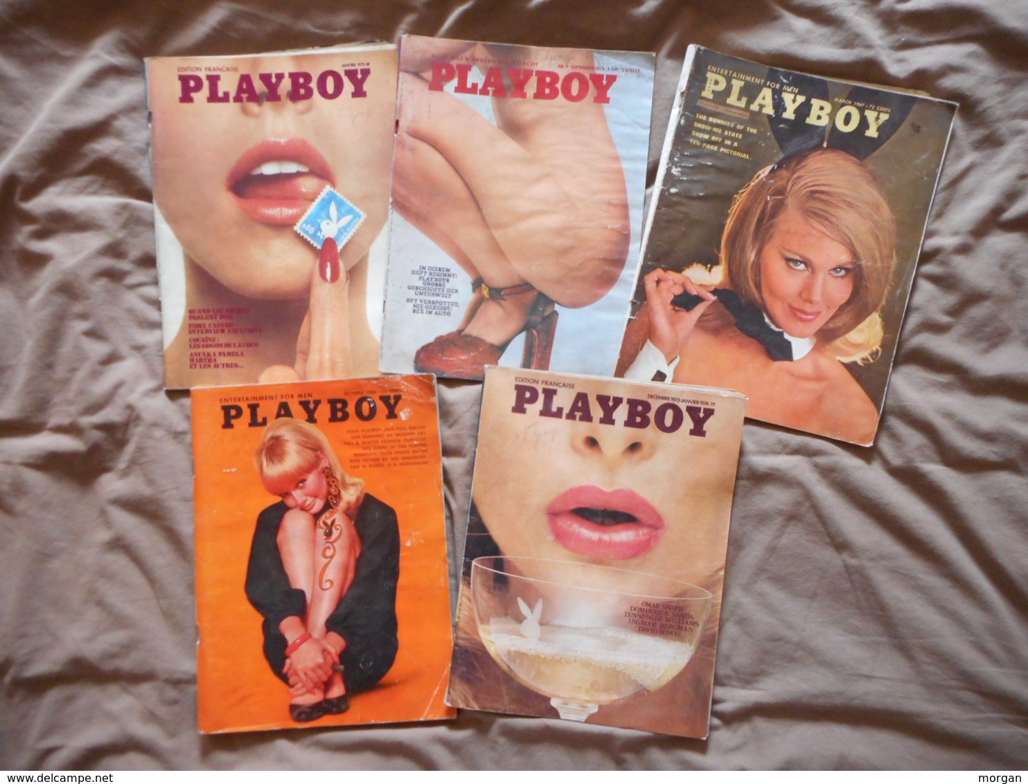 PLAYBOY, LOT DE 5 ANCIENS N° De 1966 / 1975 , EROTISME, PIN UPS, EDIT. FRANCE, US, ALLEMAGNE, AVEC POSTERS - Wholesale, Bulk Lots