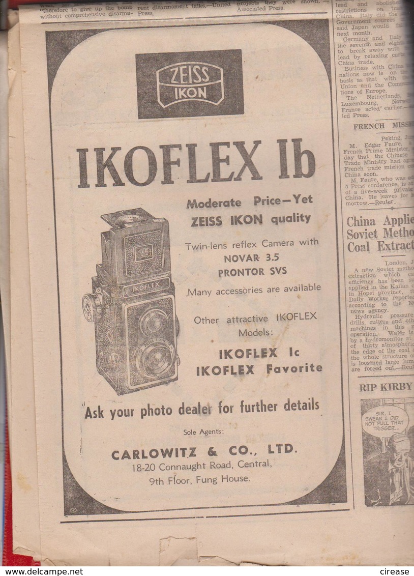 ADVERTISING PHOTO IKOFLEX ZEISS IKON NEWSPAPER SOUTH CHINA MORNING POST HONGKONG PAG 8-9 AND 13-14 - Unclassified