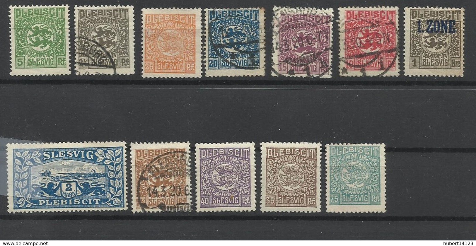 SCHLESWIG HOLSTEIN 12 Timbres Plébiscite 1920 - Schleswig-Holstein