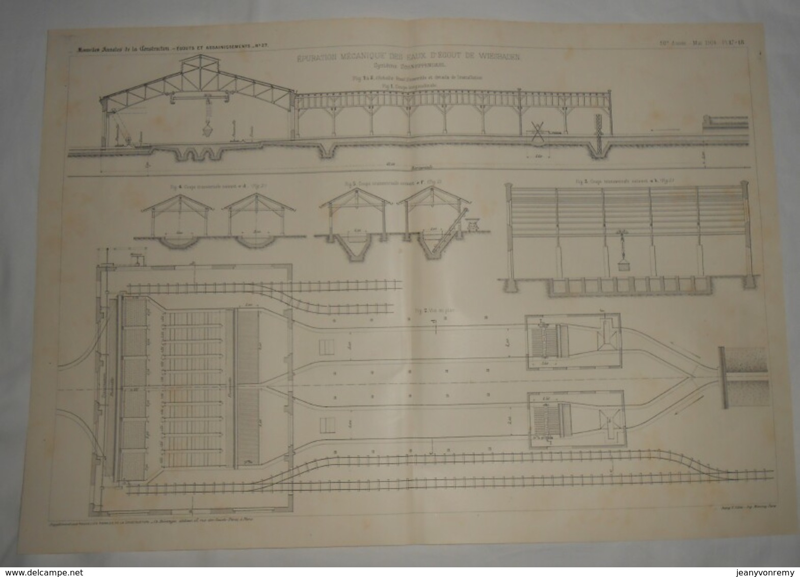 Plan De L'épuration Mécanique Des Eaux D'égoût De Wiesbaden En Allemagne. Système Schneppendahl. 1904 - Public Works