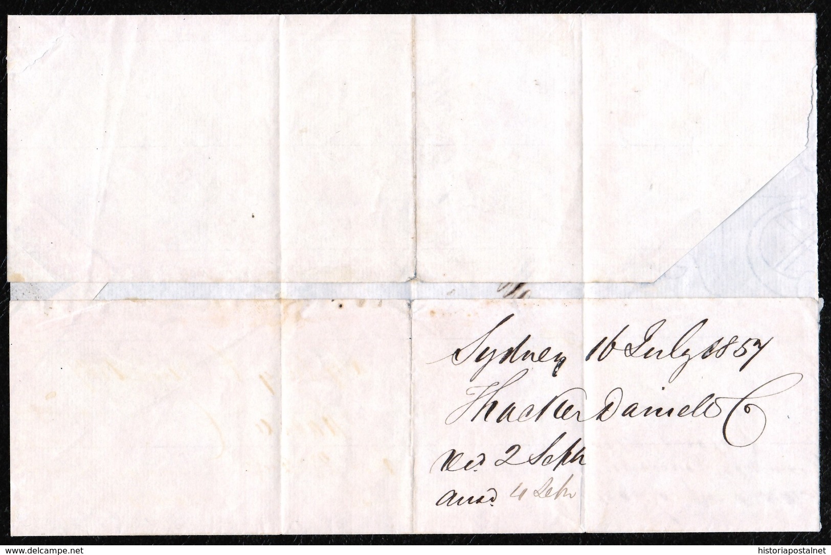 1854. VICTORIA WITH DIADEM 6 PENCE GREY-LILAC ON FOLDED LETTER. SENT VIA SYDNEY TO MANILA, PHILIPPINES. - Usados