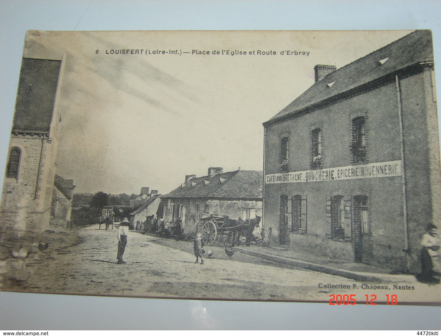 C.P.A.- Louisfert (44) - Place De L'Eglise Et Route D'Erbray - Café De Bretagne - Boucherie Epicerie - 1917 - TTB (AG14) - Other & Unclassified