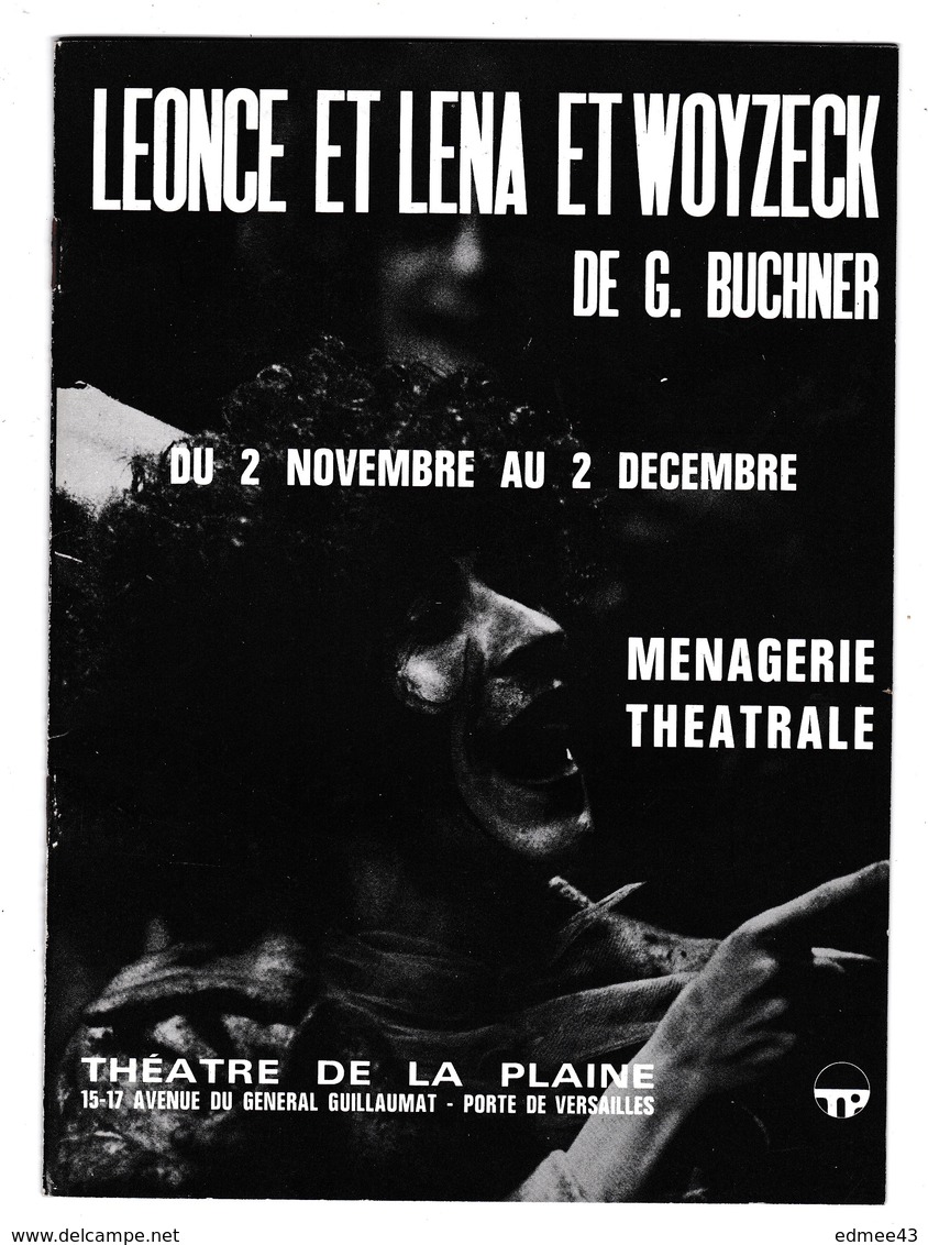 Programme Théâtre De La Plaine (Paris), Léonce Et Léna Et Woyzeck, De Georg Büchner, 1973 - Théâtre & Déguisements