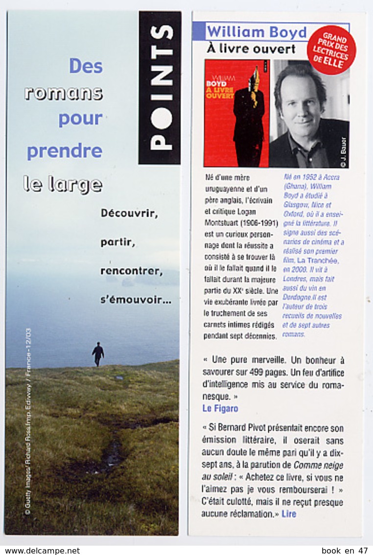 {05316} Marque-pages " Points , William Boyd " . TBE    " En Baisse " - Marque-Pages