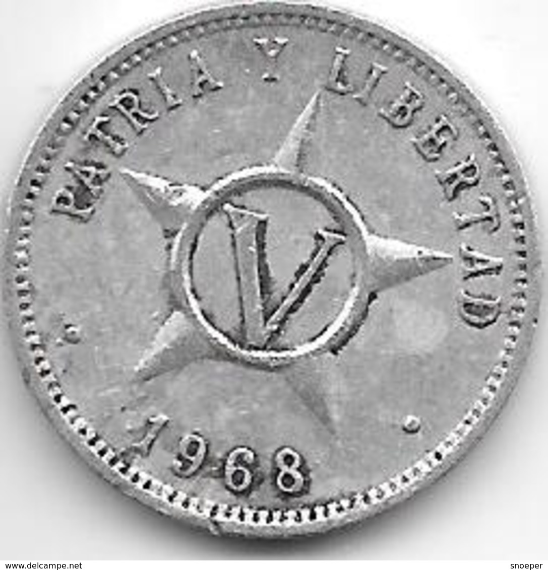 Cuba 5 Centavos 1968  Km 34 Vf+ - Cuba