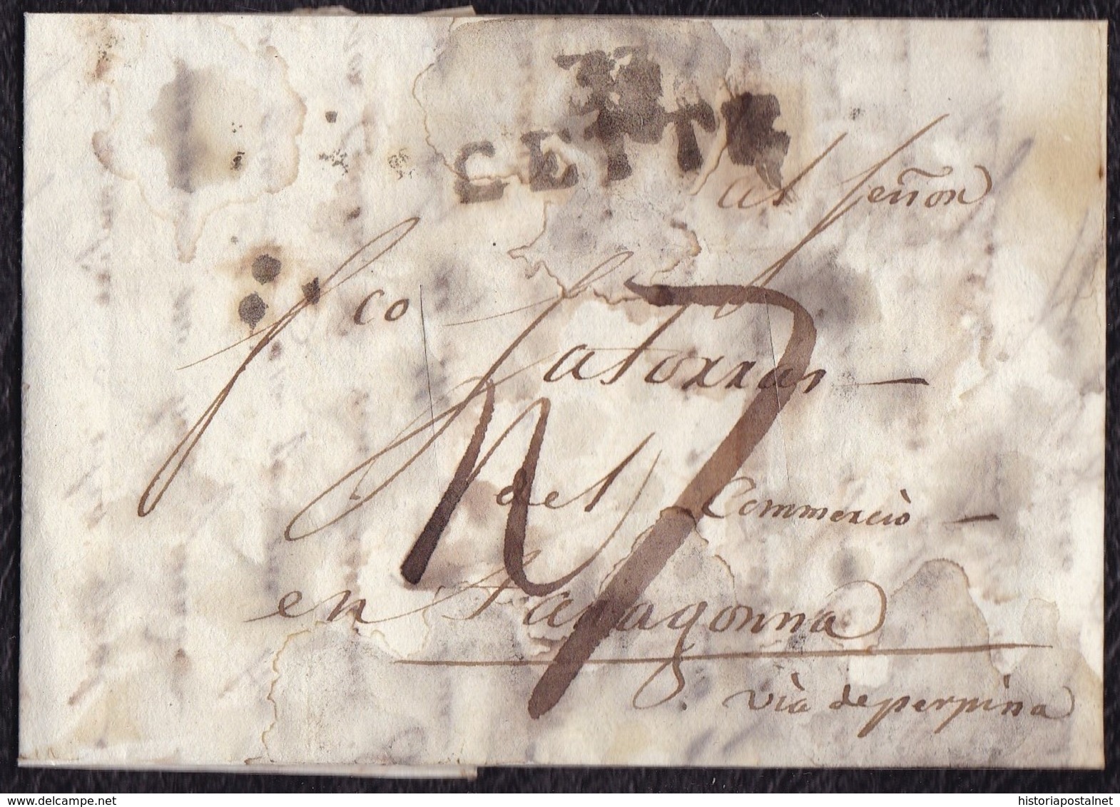 1807. CETTE POUR TARRAGONA (ESPAGNE). LETTRE PURIFIÉE. - 1801-1848: Precursores XIX