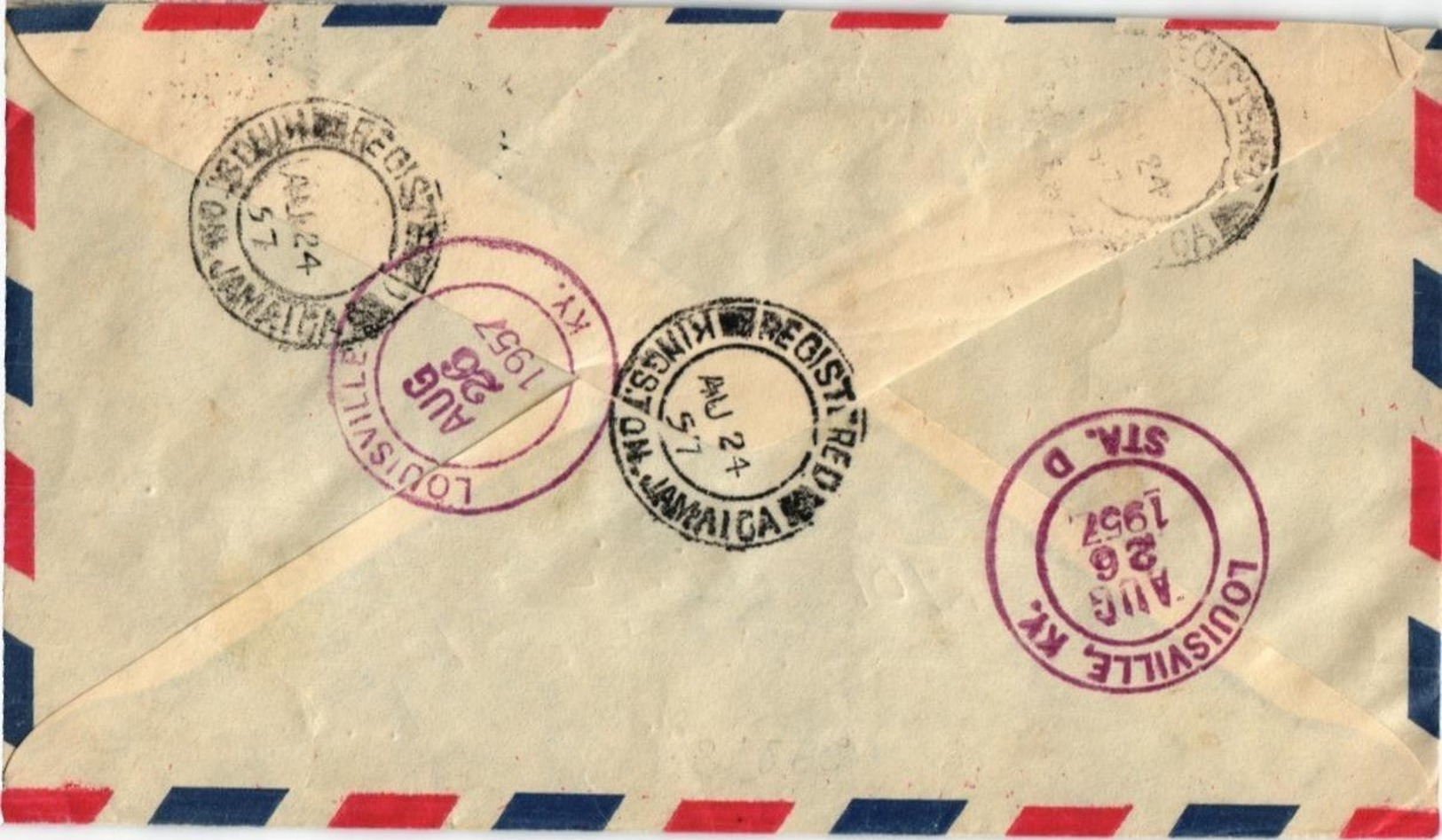 JAMAICA /  MULTI FRANKED REGISTERED  COVER 1957 - Collections (sans Albums)