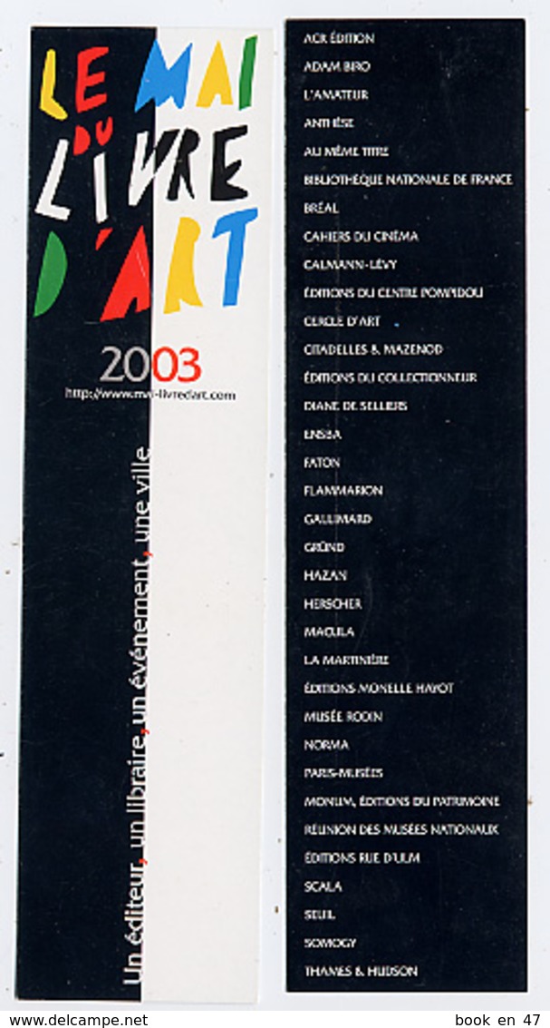 {05490} Marque-pages " Le Mai Du Livre D'Art 2003  " . TBE    " En Baisse " - Marque-Pages