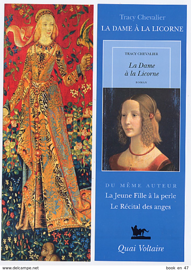 {05493} Marque-pages " Quai Voltaire , Tracy Chevalier " . TBE.   " En Baisse " - Marque-Pages