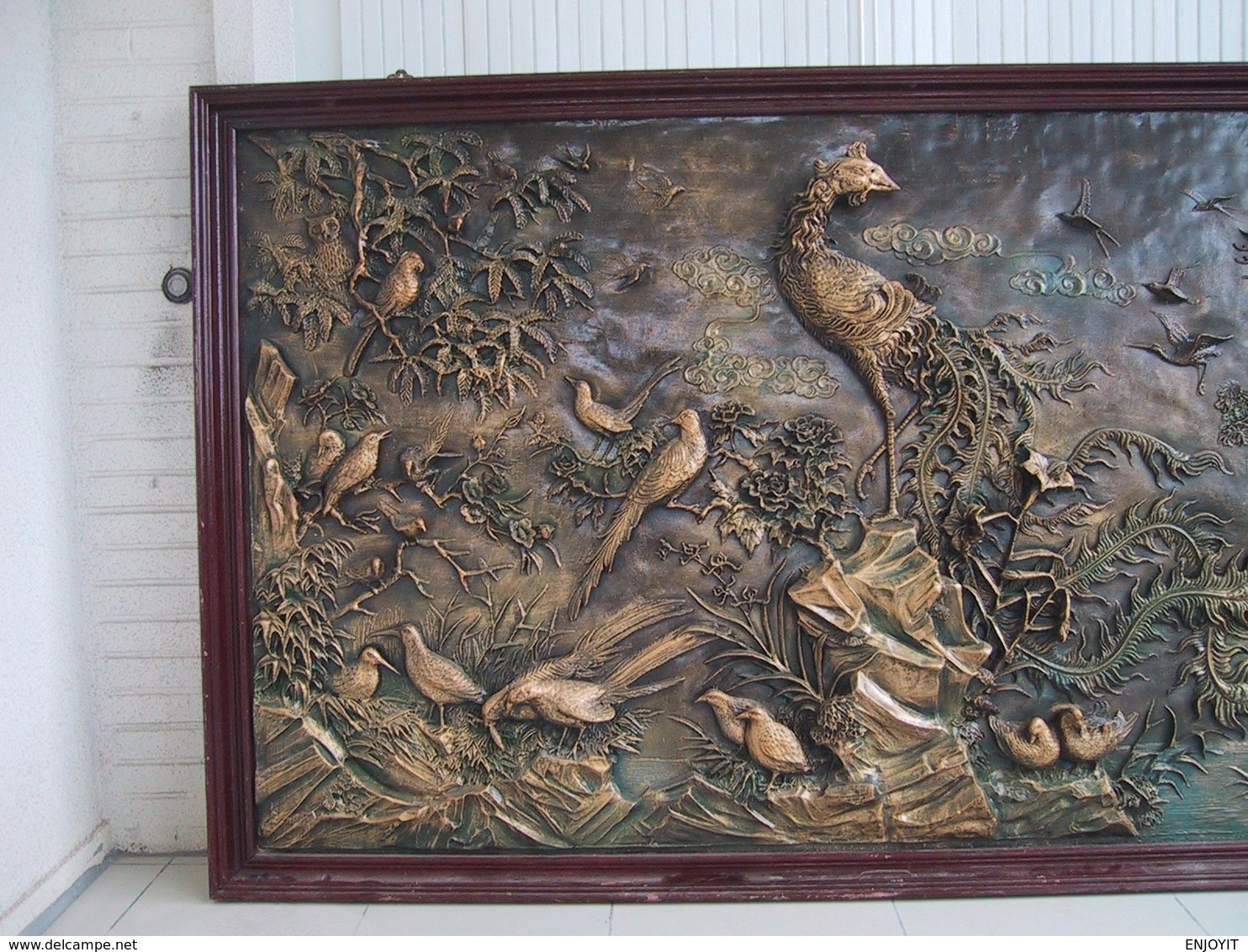 RARE :TABLEAU ASIATIQUE  EN RELIEF" OISEAUX " 2.55M X 1.32M - Other & Unclassified