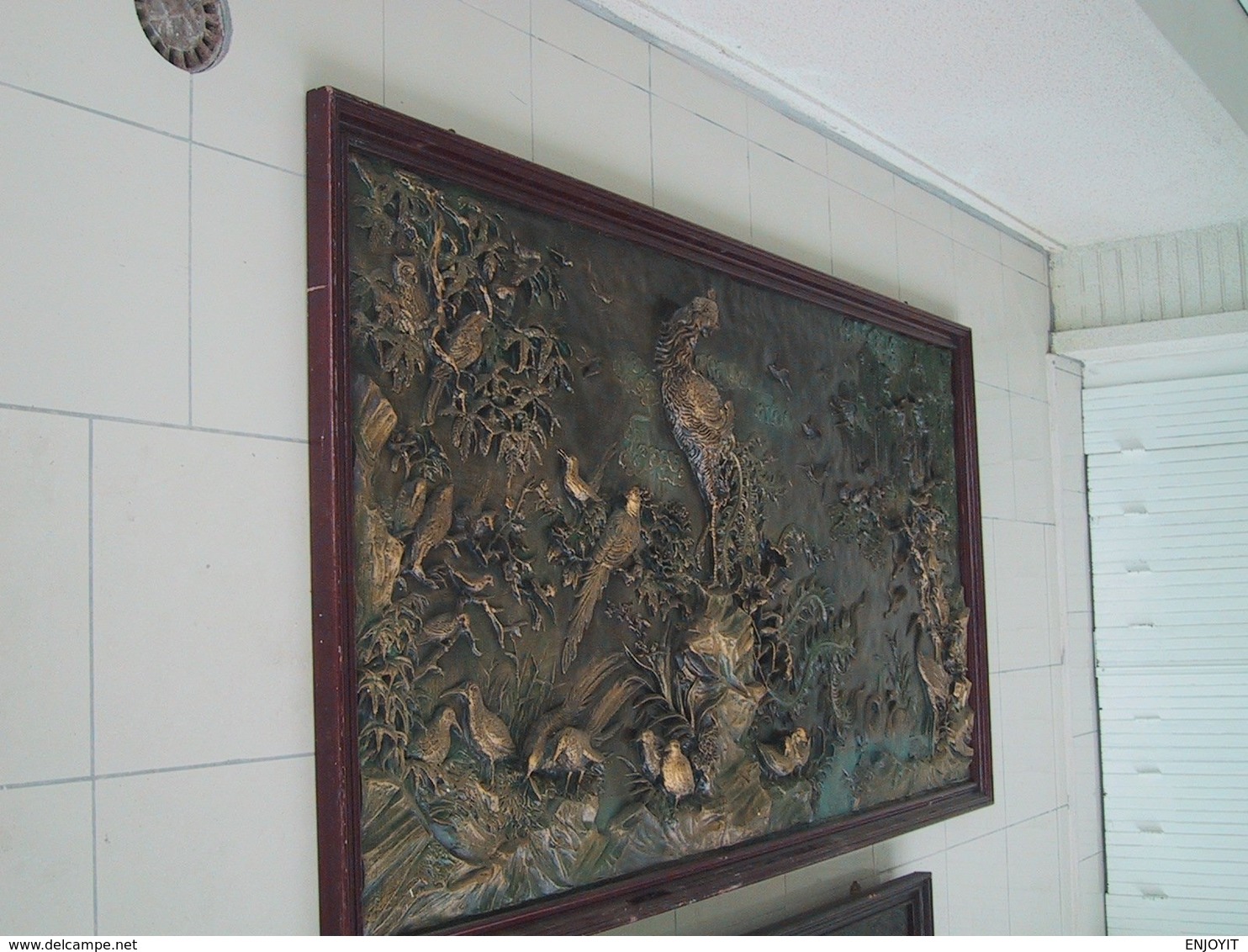 RARE :TABLEAU ASIATIQUE  EN RELIEF" OISEAUX " 2.55M X 1.32M - Other & Unclassified