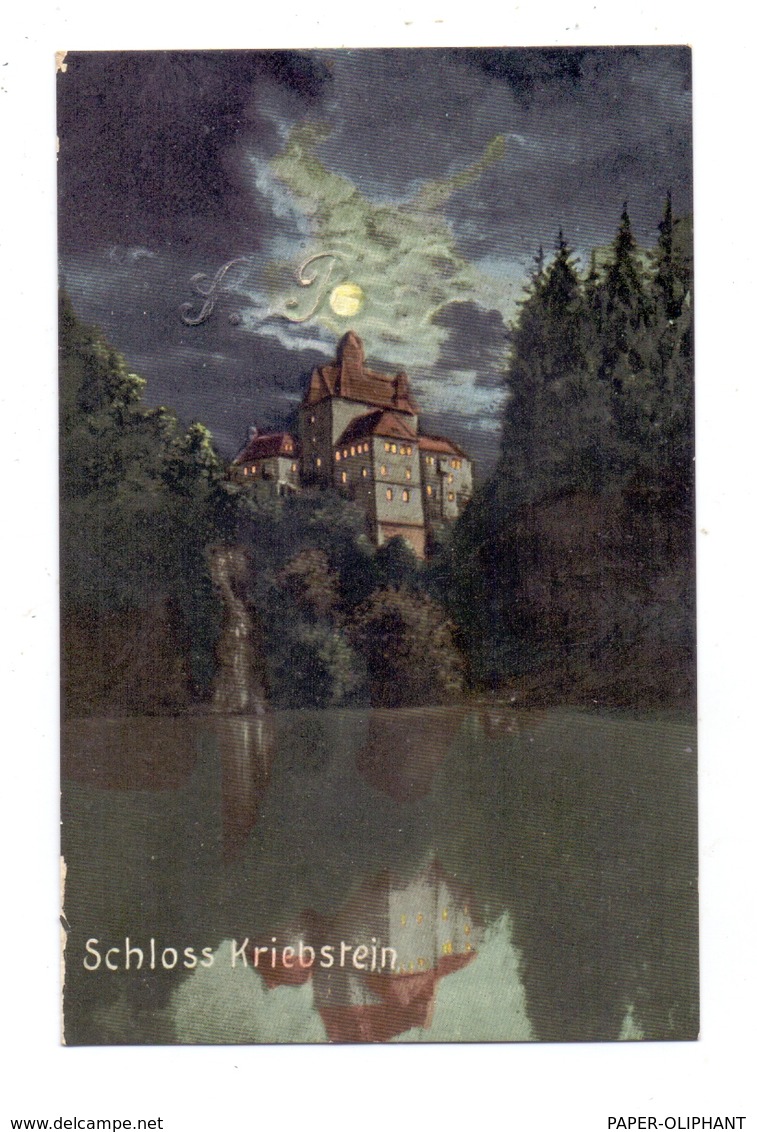 0-7305 WALDHEIM - KRIEBSTEIN, Schloss Kriebstein, Mondschein - Karte - Waldheim