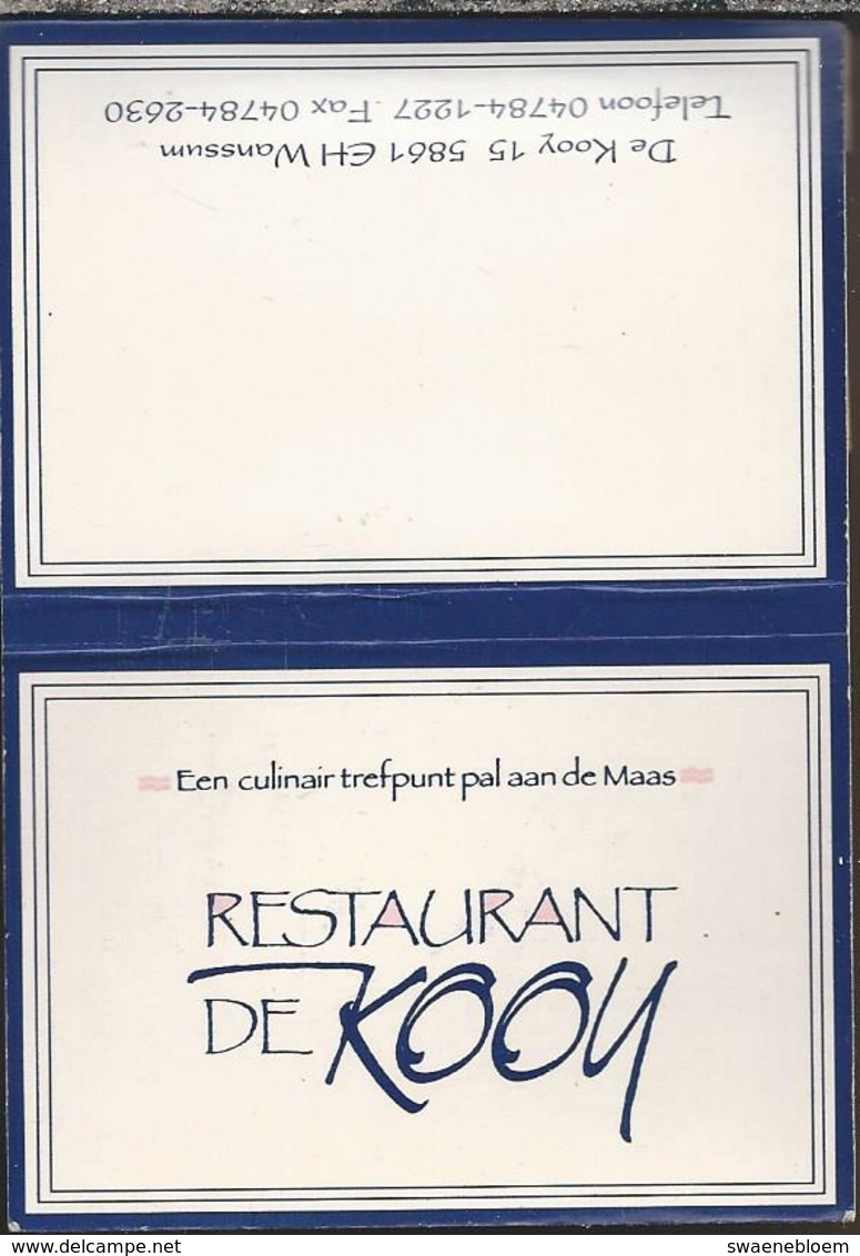 Matchbook.- RESTAURANT - DE KOOY - WANSSUM. Pochette D'Allumettes. Lucifer Mapje. - Luciferdozen