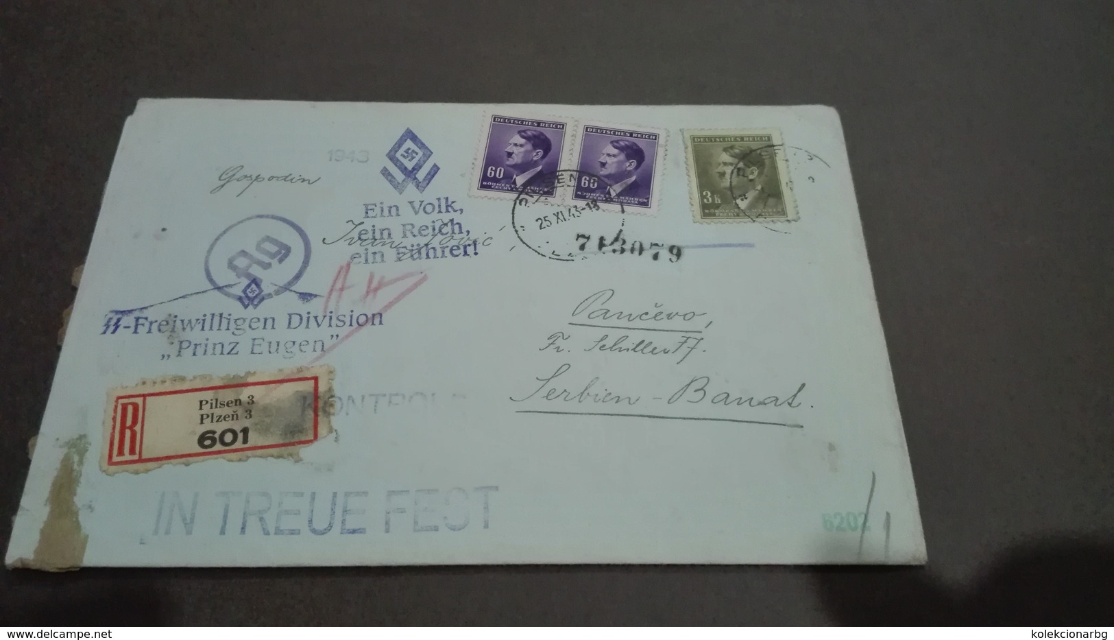 1470. WW 2 Letter Prinz Eugen Division Plzen-Pantschowa(Pancevo)-Freiwillingen Division In Treue Fest - Briefe U. Dokumente