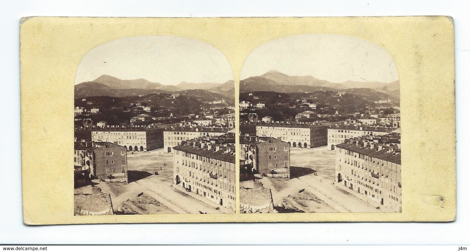 PHOTO STEREO Circa 1865..Alexandre DAVANNE ?? ..Panorama De NICE (06), La Place Napoléon - Fotos Estereoscópicas