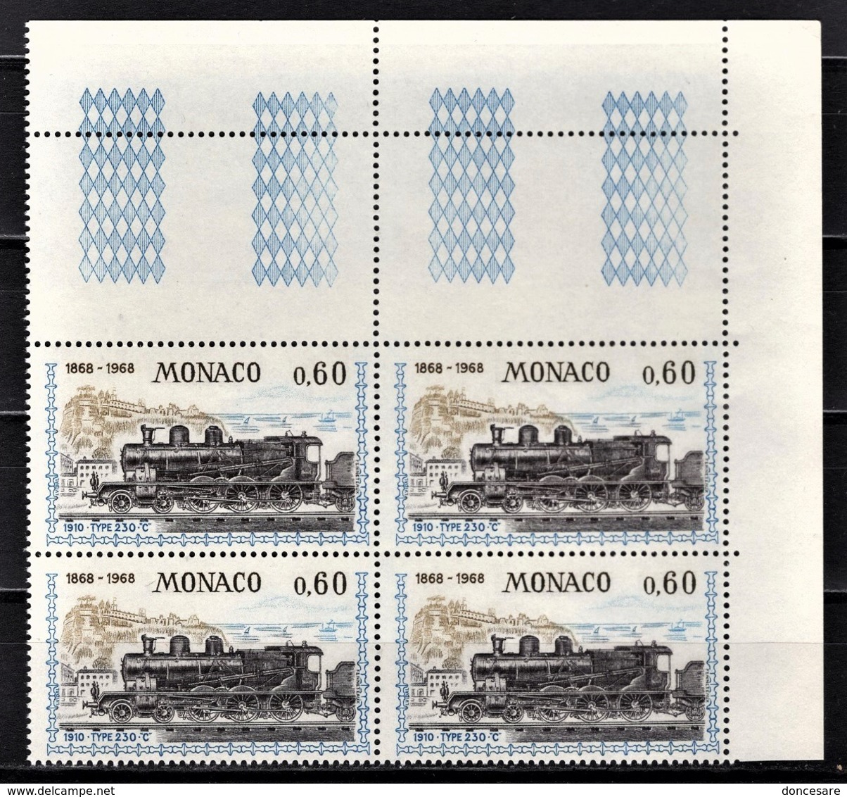 MONACO 1968 - BLOC DE 4 TP /  N° 754 - COIN DE FEUILLE / NEUFS** - Ungebraucht