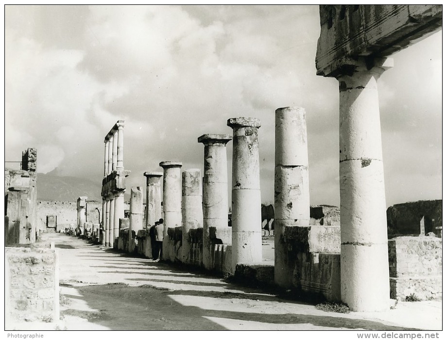 Italie Pompei Pompeii Colonnes Ancienne Photo 1961 - Places