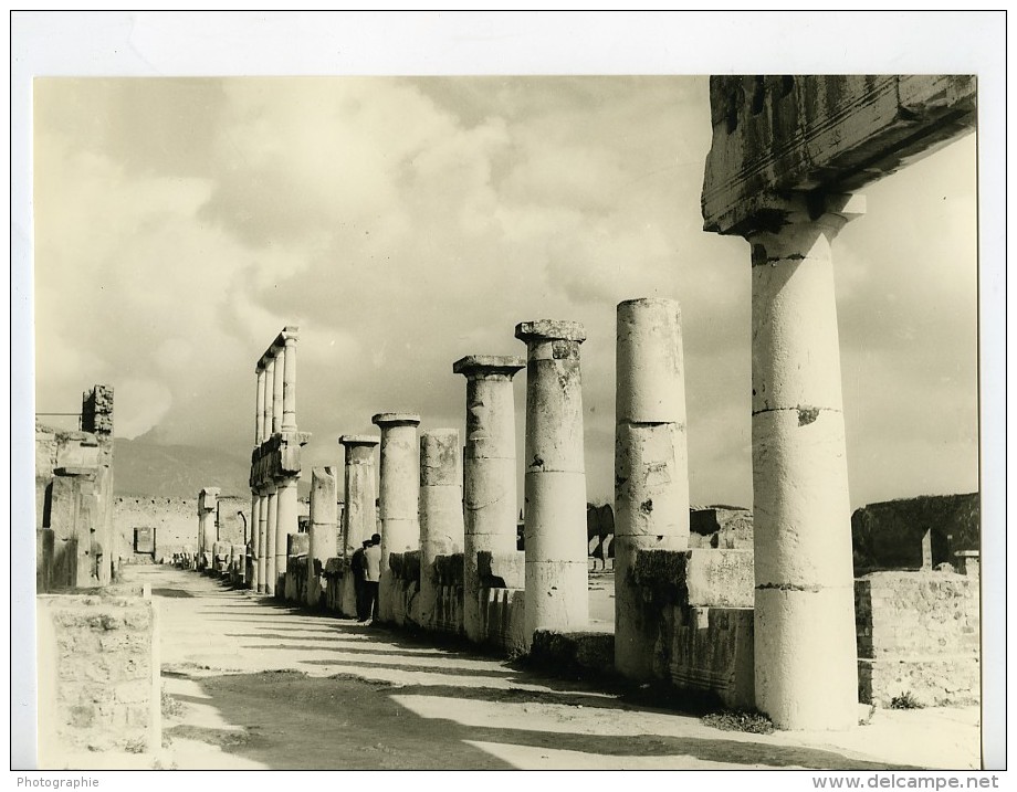 Italie Pompei Pompeii Colonnes Ancienne Photo 1961 - Places