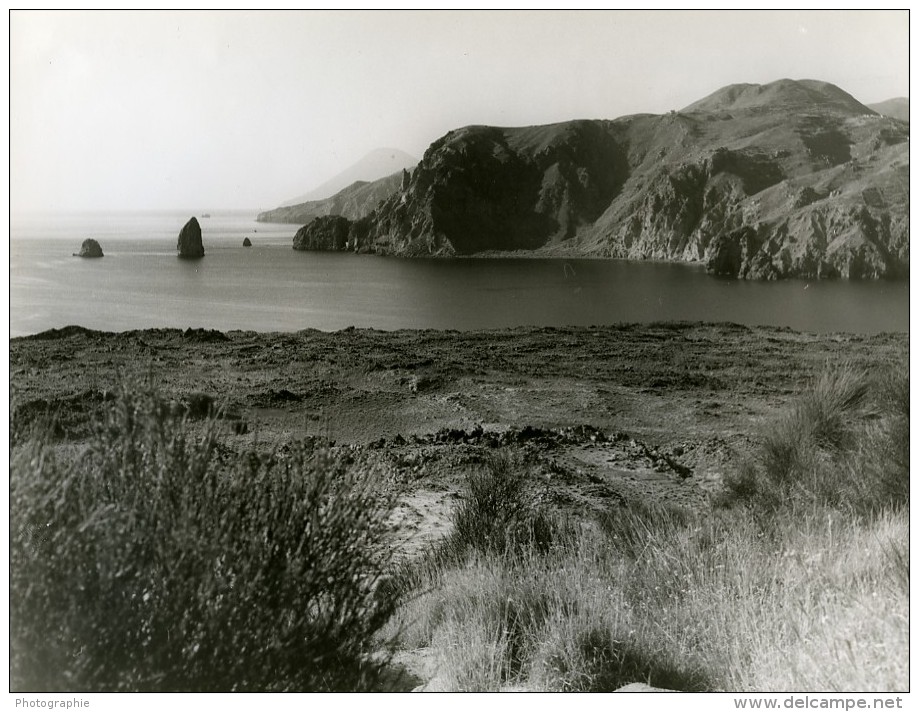 Italie Sicile Lipari Bord De Mer Ancienne Photo 1961 - Places