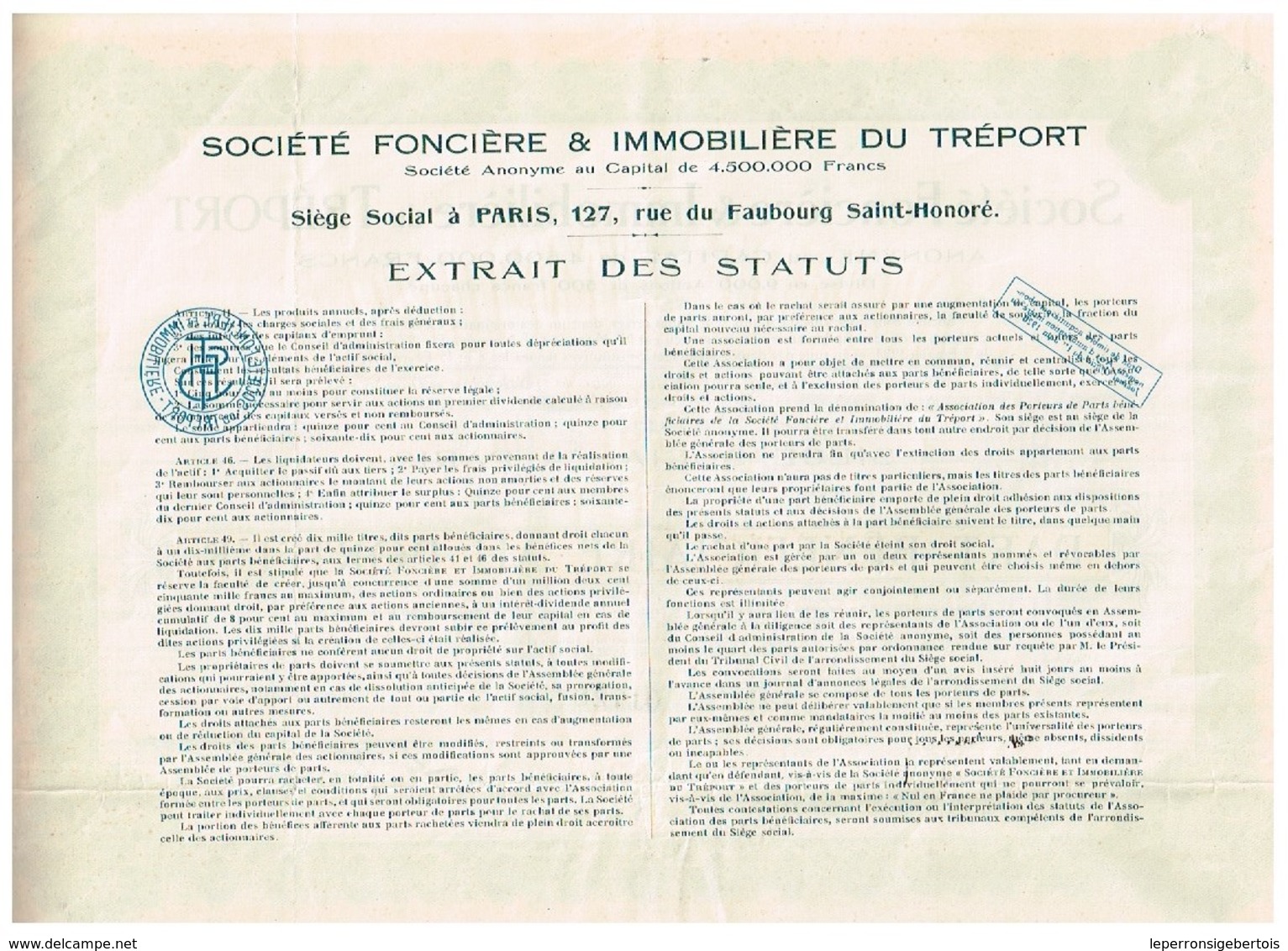 Action Ancienne - Société Foncière Et Immobilière Du Tréport - Titre De 1926 - - Autres & Non Classés