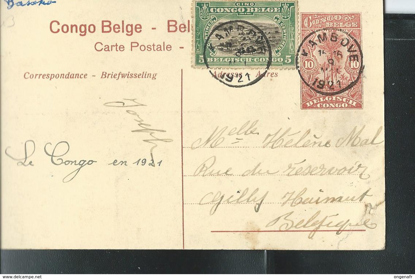 Carte Obl. N° 43 Vue  31 Basoko: Vue D'ensemble De La Station De L'Etat; Obl. Kambove 1921 - Enteros Postales