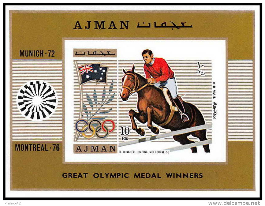 Ajman - 2604/ N° 327 B  Jeux Olympiques (olympic Games) MUNICH Winkler Cheval (chevaux Horse) ** MNH Non Dentelé Imperf - Sommer 1972: München