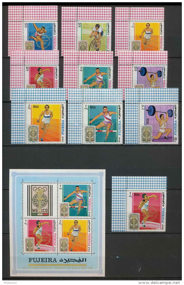 Fujeira - 1522/ N° 320/329 + Bloc 10 A Jeux Olympiques (olympic Games) MUNICH 72 Surcharge Overprint In Gold ** MNH - Sommer 1972: München