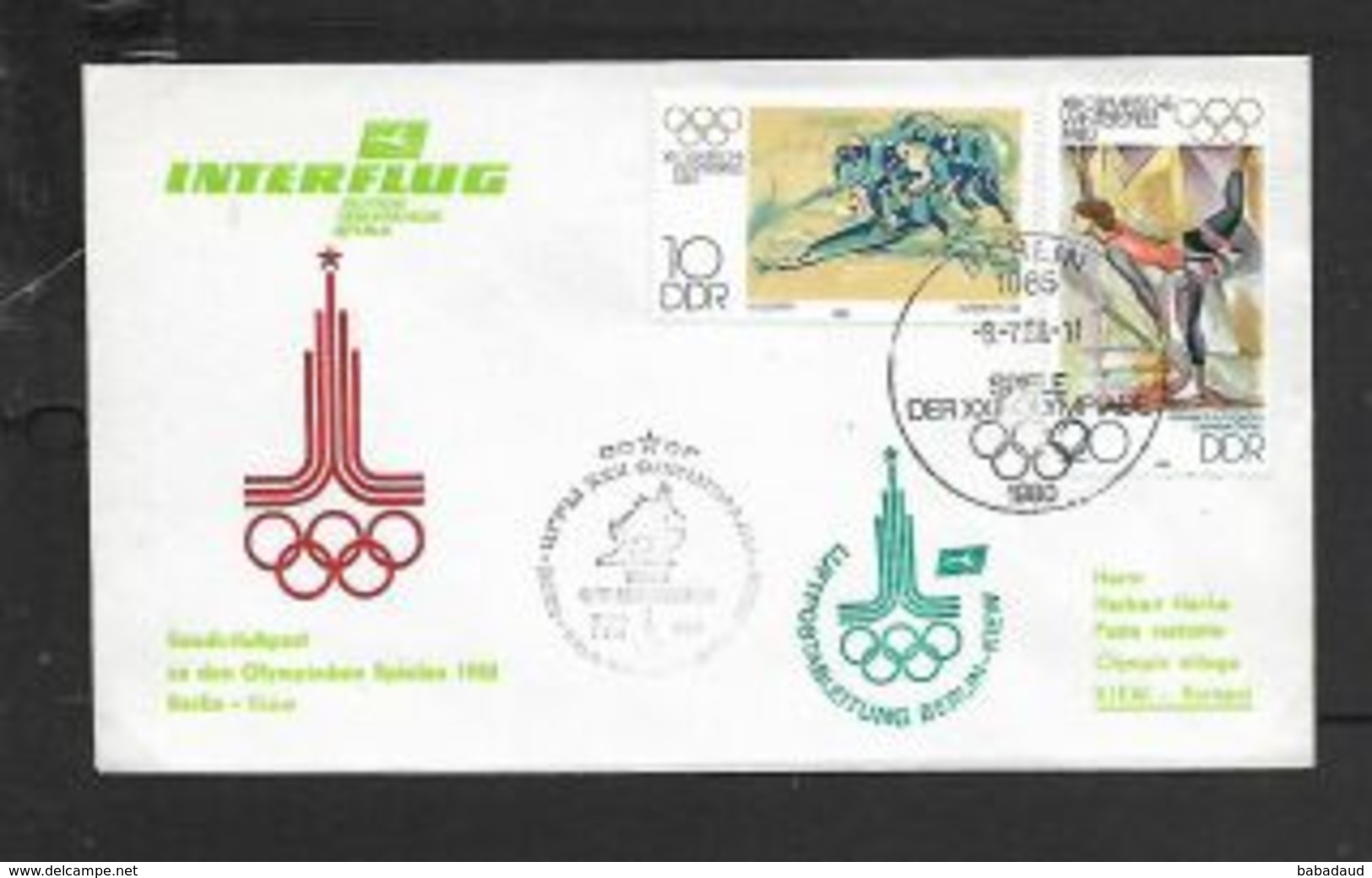 D.D.R. 1980 Interflug LUFTPOSTABLEITUNG  BERLIN 8.7.80 > Kiev - Covers & Documents