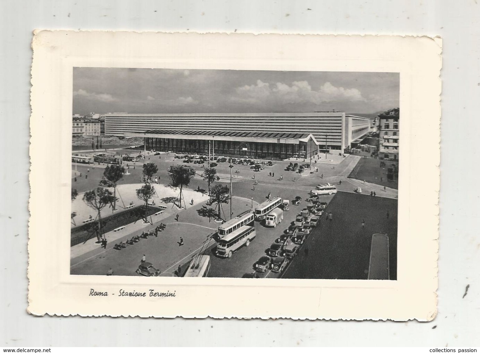 Cp, Automobiles , Bus & Autocars , Italie , ROMA , Stazione Termini , Place De La Gare , Voyagée 1956 - Bus & Autocars