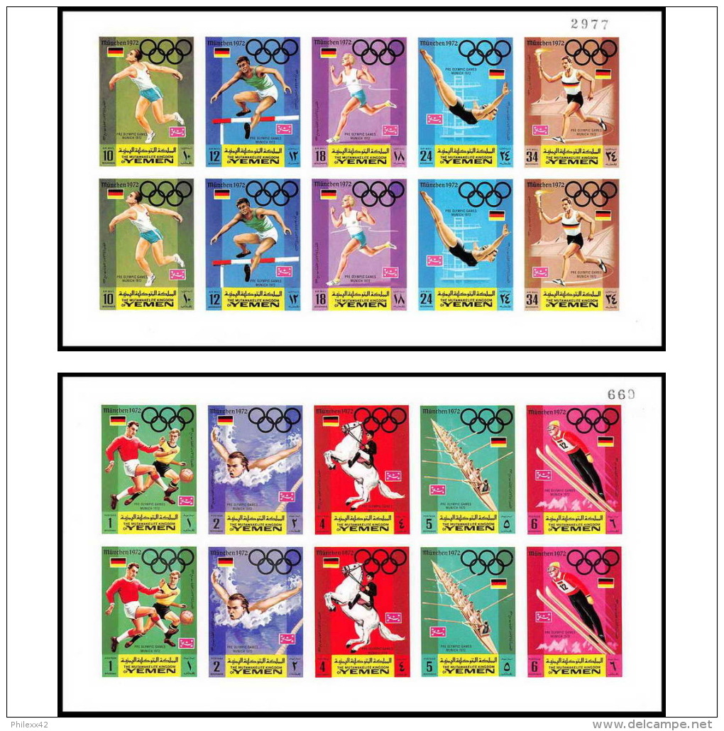 Yemen Royaume (kingdom) - 4021/ N° 752 / 761 B Jeux Olympiques (olympic Games) MUNICH 1972 ** MNH Non Dentelé (imperf) - Sommer 1972: München