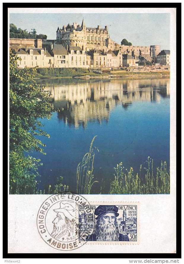 Départ 1 Euro France N° 929 De Vinci Da Vinci Grand Cachet Congres AMBOISE Cote Y&amp;t 850 Euros Carte Maximum 1er Jour - 1950-1959