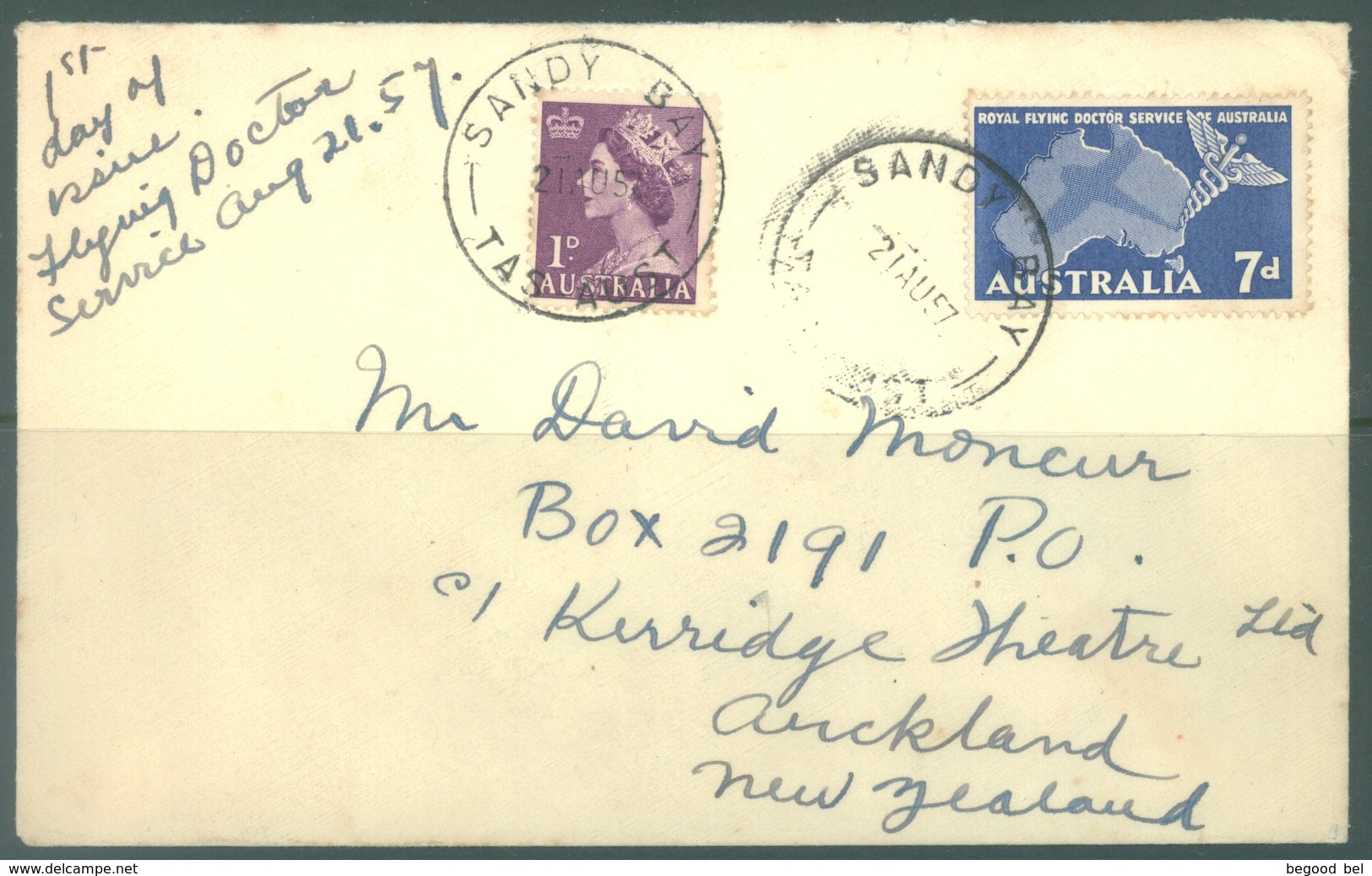 AUSTRALIA - 21.08.1957 - FDC - FIRST DAY OF ISSUE FLYING DOCTOR - SANDY BAY - Lot 17394 - Primi Voli