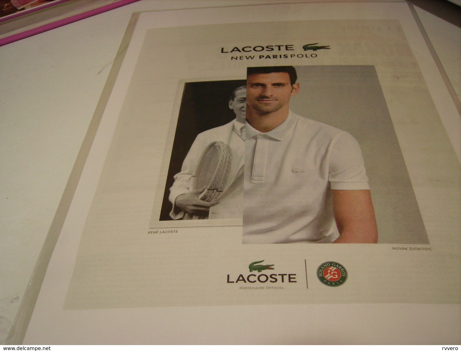 PUBLICITE  LE VERITABLE  LACOSTE  AVEC RENE LACOSTE ET NOVAK DJOKOVIC 2018 - Sonstige & Ohne Zuordnung