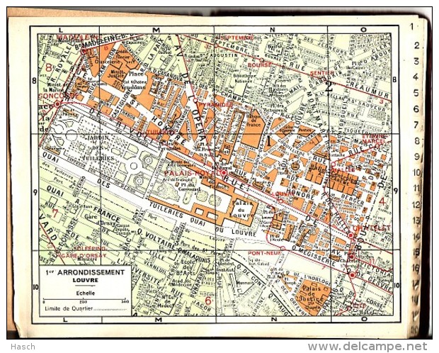 Cvb Plan Paris 1958 10x15 Cm. Plan Des  Arrondissements. Cinémas, Hopiteaux, Police, Stades, Vélodromes. (KC6-13) - Kaarten & Atlas