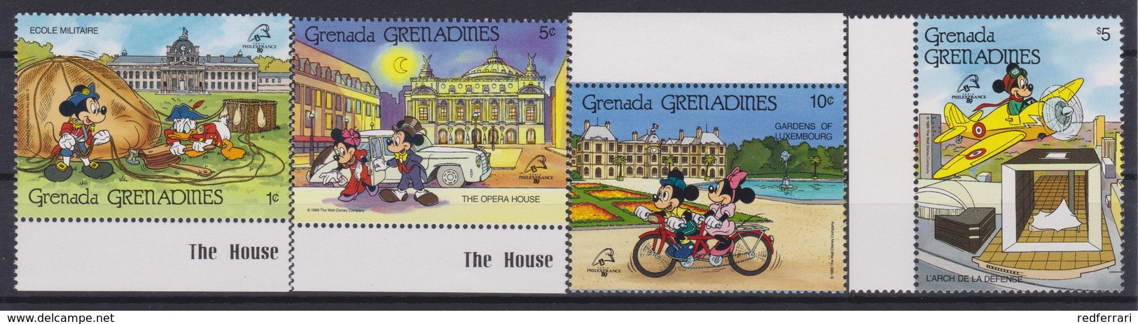 2287  WALT DISNEY   GRENADA GRENADINES ( Philex France '89 Paris ) Characters And Monuments Of Paris . - Disney