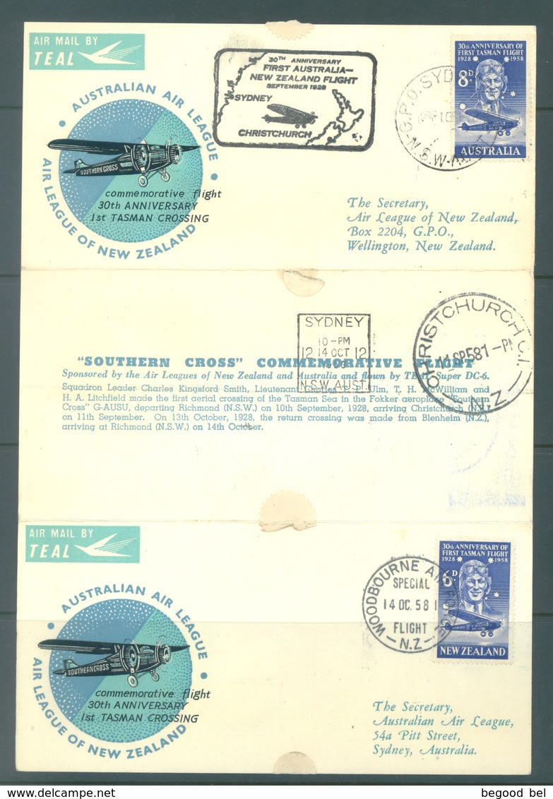 AUSTRALIA - SOUTHERN CROSS COMMEMORATIVE FLIGHT 1958 COMMON ISSUE WITH NZ - Lot 17397 - Premiers Vols