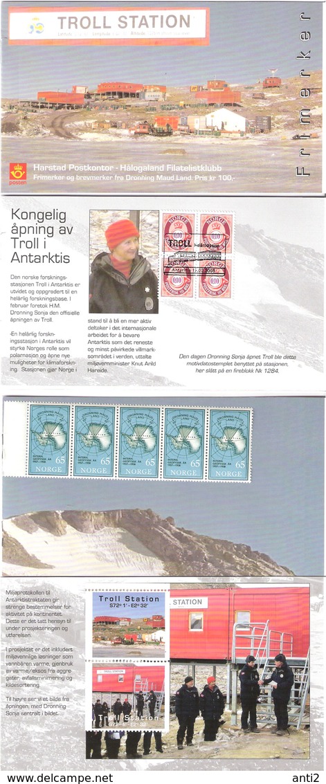 Norway 2005 Folder Troll In Antarctica - Troll Station Queen Mauds Land Mi 413x5 And Special Cancelation Troll - Briefe U. Dokumente